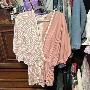 Surf Gypsy Pink and White Striped Fringe romper